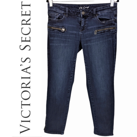 VICTORIA'S SECRET Zip Detail Ankle Crop Jeans Sz 8 - Picture 1 of 13